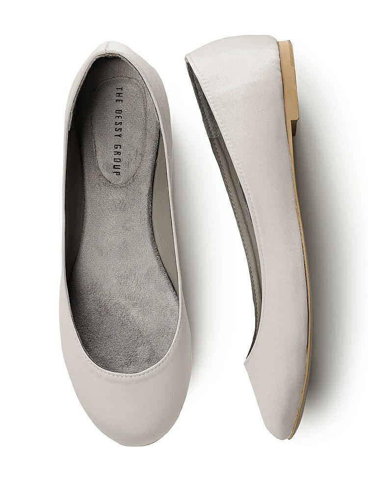 Front View - Oyster Simple Satin Ballet Wedding Flats