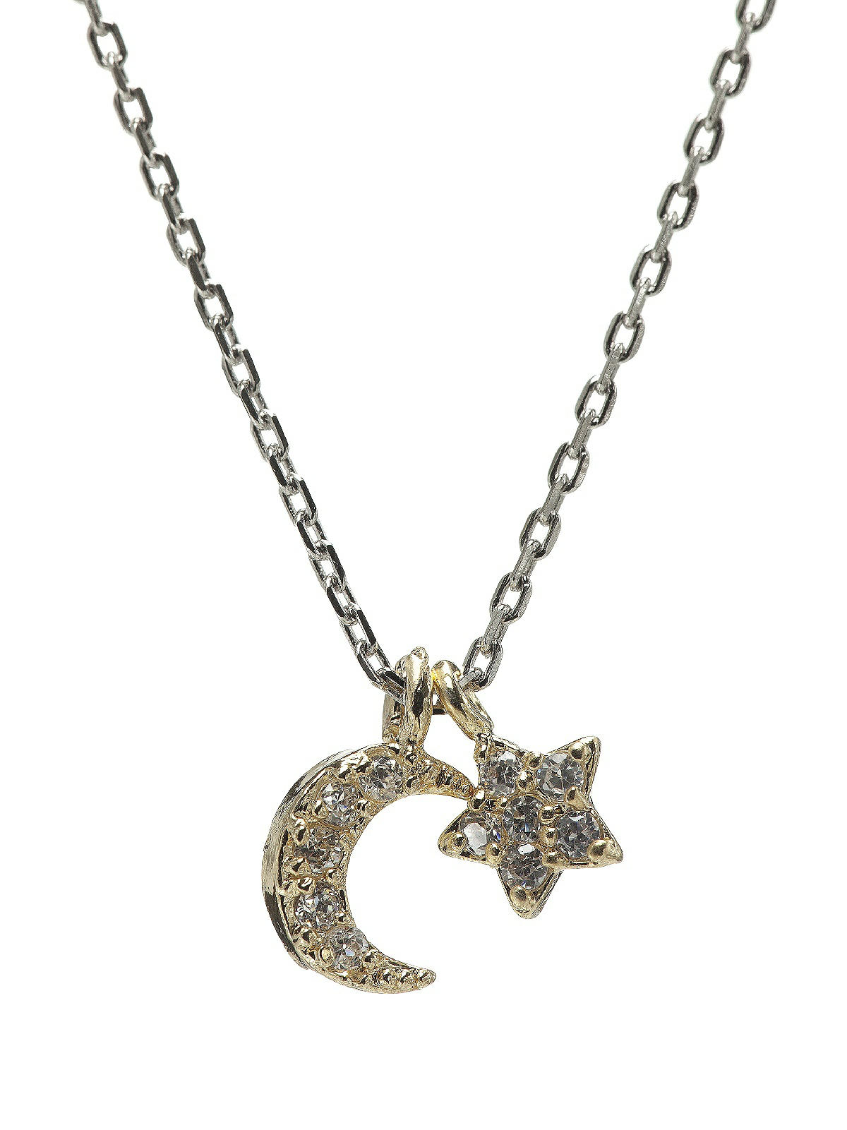 Moon And Star Necklace In Gold | The Dessy Group