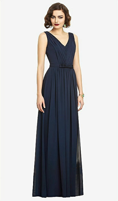 Navy v neck outlet bridesmaid dress