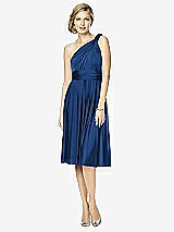Front View Thumbnail - Estate Blue Twist Wrap Convertible Cocktail Dress