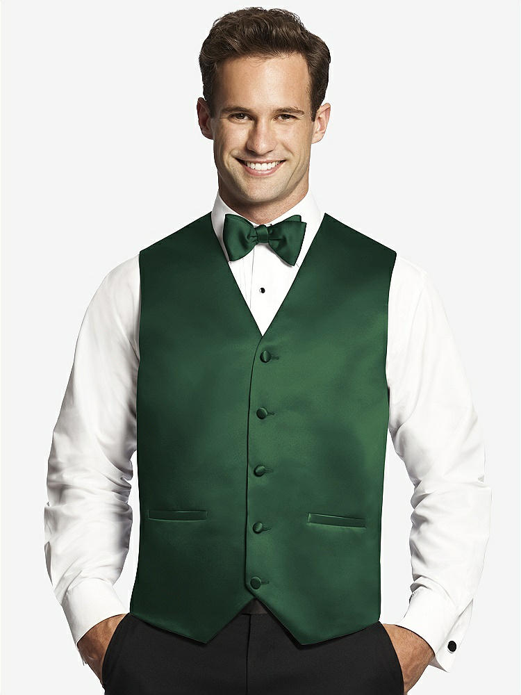 Front View - Hampton Green Matte Satin Tuxedo Vests by After Six