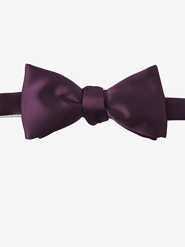 Front View - Aubergine Matte Satin Bow Ties by After Six