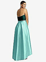 Rear View Thumbnail - Coastal & Evergreen Strapless Satin High Low Dress with Pockets