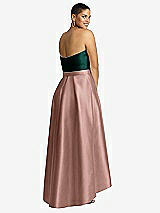 Rear View Thumbnail - Neu Nude & Evergreen Strapless Satin High Low Dress with Pockets