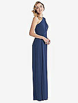 Side View Thumbnail - Sailor One-Shoulder Draped Bodice Column Gown
