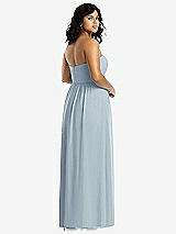 Rear View Thumbnail - Mist Strapless Draped Bodice Maxi Dress with Front Slits
