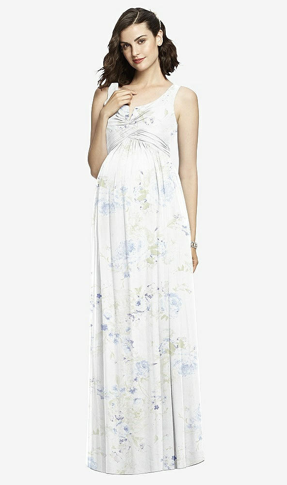 Front View - Bleu Garden Sleeveless Notch Maternity Dress