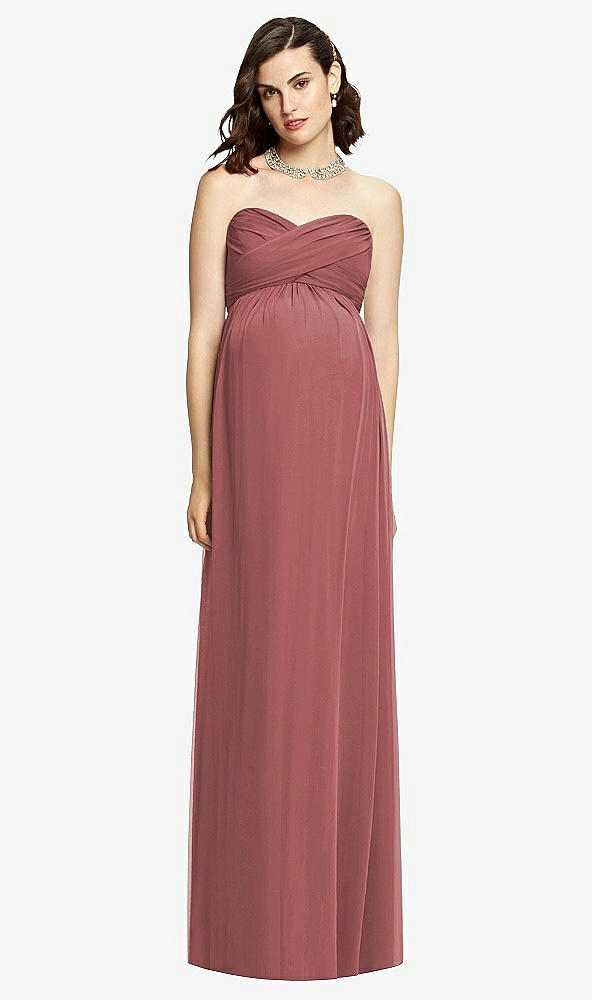 Front View - English Rose Draped Bodice Strapless Maternity Dress