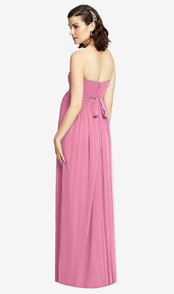 Back View - Orchid Pink Draped Bodice Strapless Maternity Dress