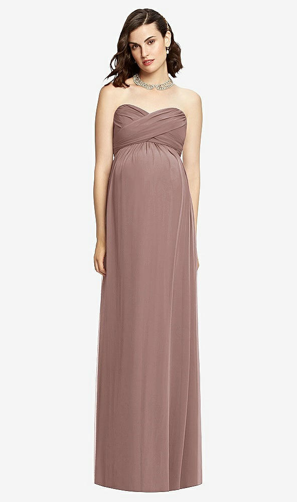 Front View - Sienna Draped Bodice Strapless Maternity Dress