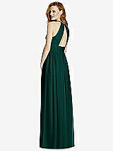 Rear View Thumbnail - Evergreen Cutout Open-Back Shirred Halter Maxi Dress
