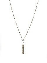 Front View Thumbnail - Silver Pearl Tassle Necklace