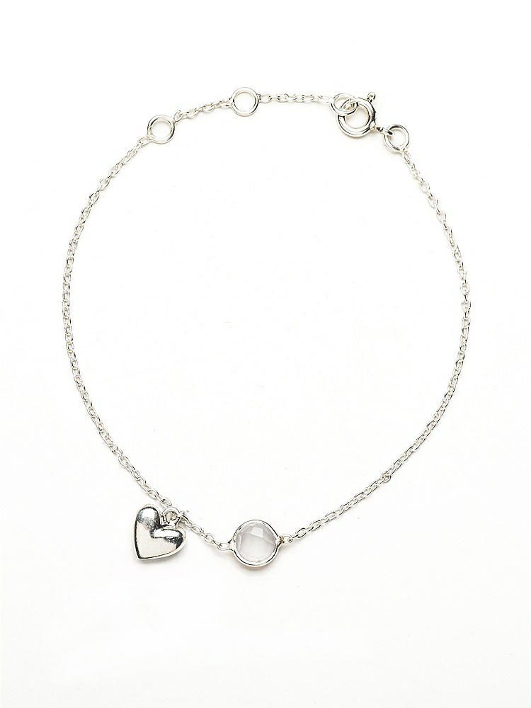 Front View - Silver Sterling Heart Charm Bracelet