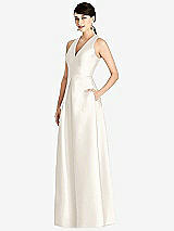 Front View Thumbnail - Ivory Sleeveless Open-Back Pleated Skirt Dress with Pockets