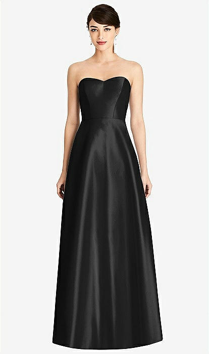 Black strapless shop dress with pockets