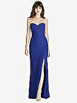 Front View Thumbnail - Cobalt Blue Strapless Crepe Trumpet Gown with Front Slit