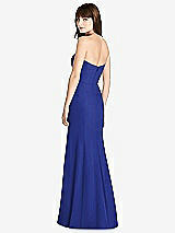 Rear View Thumbnail - Cobalt Blue Strapless Crepe Trumpet Gown with Front Slit