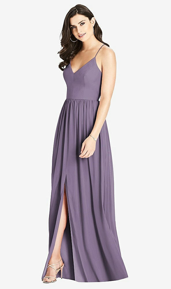 Front View - Lavender Criss Cross Strap Backless Maxi Dress