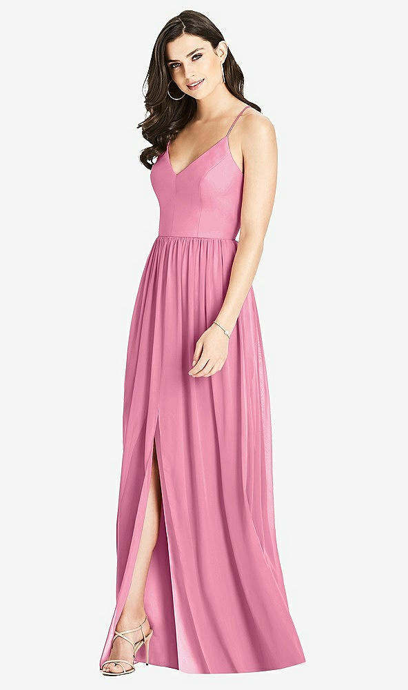 Front View - Orchid Pink Criss Cross Strap Backless Maxi Dress