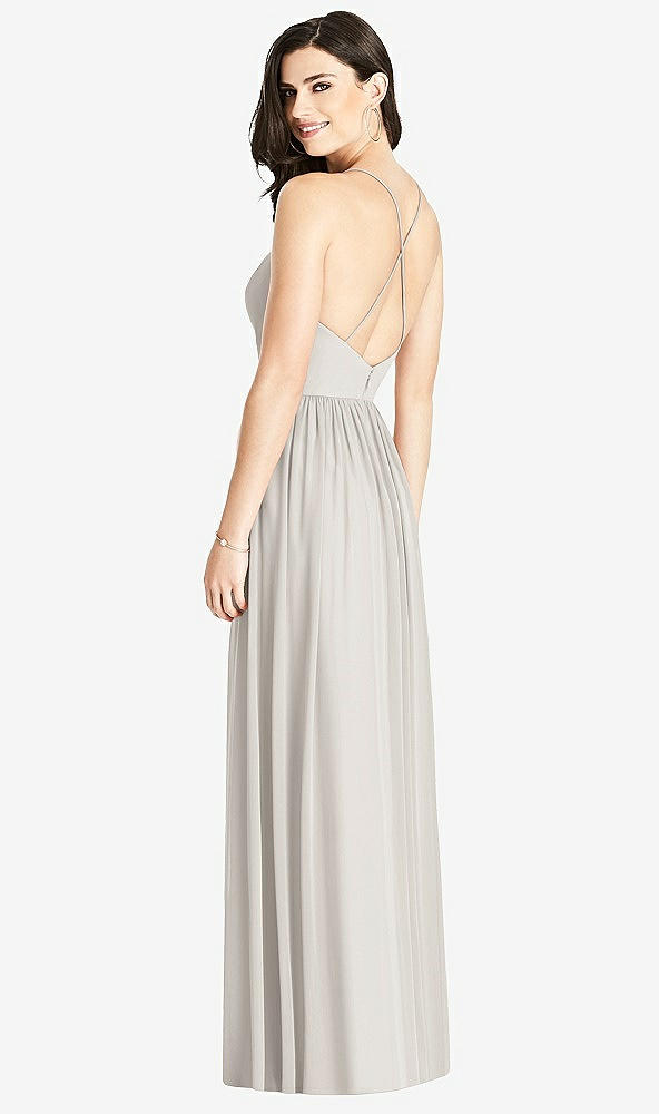 Back View - Oyster Criss Cross Strap Backless Maxi Dress