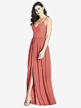 Front View Thumbnail - Coral Pink Criss Cross Strap Backless Maxi Dress