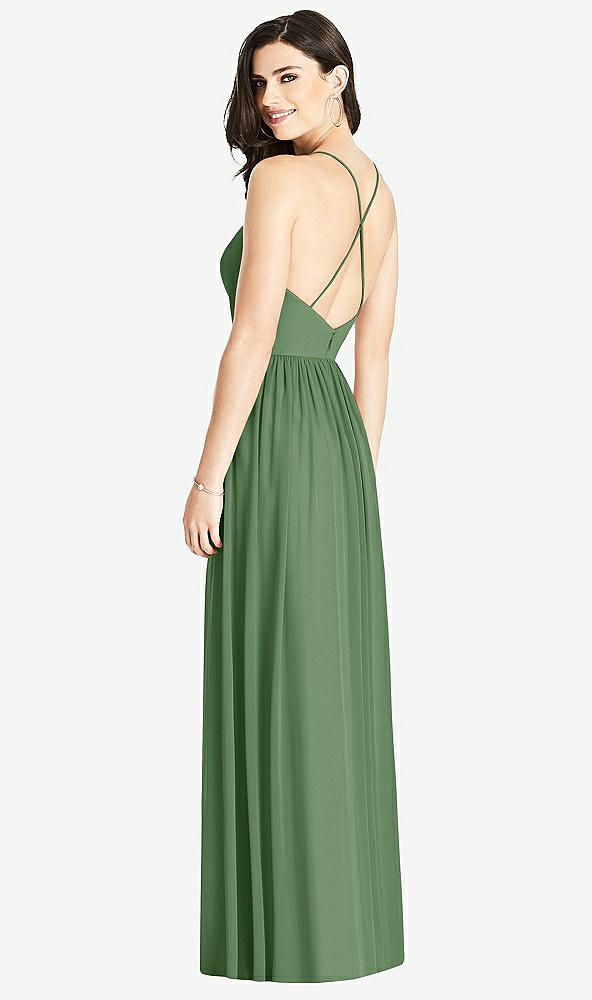 Back View - Vineyard Green Criss Cross Strap Backless Maxi Dress