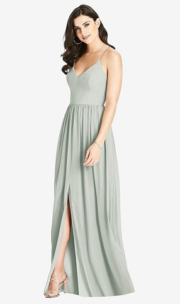Front View - Willow Green Criss Cross Strap Backless Maxi Dress