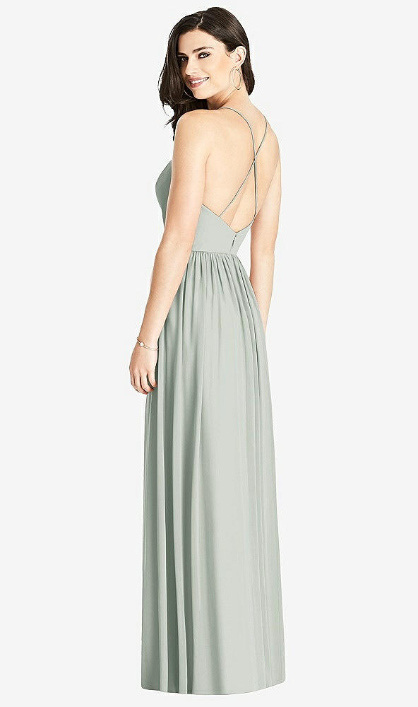 Back View - Willow Green Criss Cross Strap Backless Maxi Dress