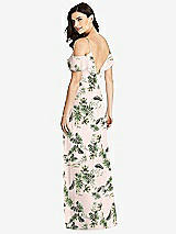 Rear View Thumbnail - Palm Beach Print Ruffled Cold-Shoulder Chiffon Maxi Dress