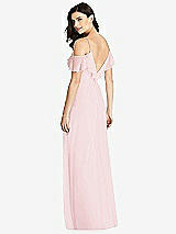 Rear View Thumbnail - Ballet Pink Ruffled Cold-Shoulder Chiffon Maxi Dress