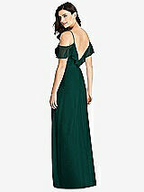 Rear View Thumbnail - Evergreen Ruffled Cold-Shoulder Chiffon Maxi Dress