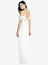 Rear View Thumbnail - White Ruffled Cold-Shoulder Chiffon Maxi Dress