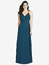Rear View Thumbnail - Atlantic Blue Ruffled Strap Cutout Wrap Maxi Dress
