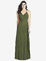 Rear View Thumbnail - Olive Green Ruffled Strap Cutout Wrap Maxi Dress