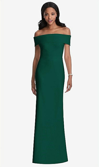 Hunter green off the shoulder dress sale