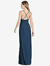 Rear View Thumbnail - Sofia Blue Pleated Skirt Crepe Maxi Dress with Pockets