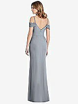 Rear View Thumbnail - Platinum Off-the-Shoulder Chiffon Trumpet Gown with Front Slit