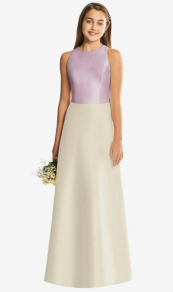 Back View - Champagne & Suede Rose Alfred Sung Junior Bridesmaid Style JR545
