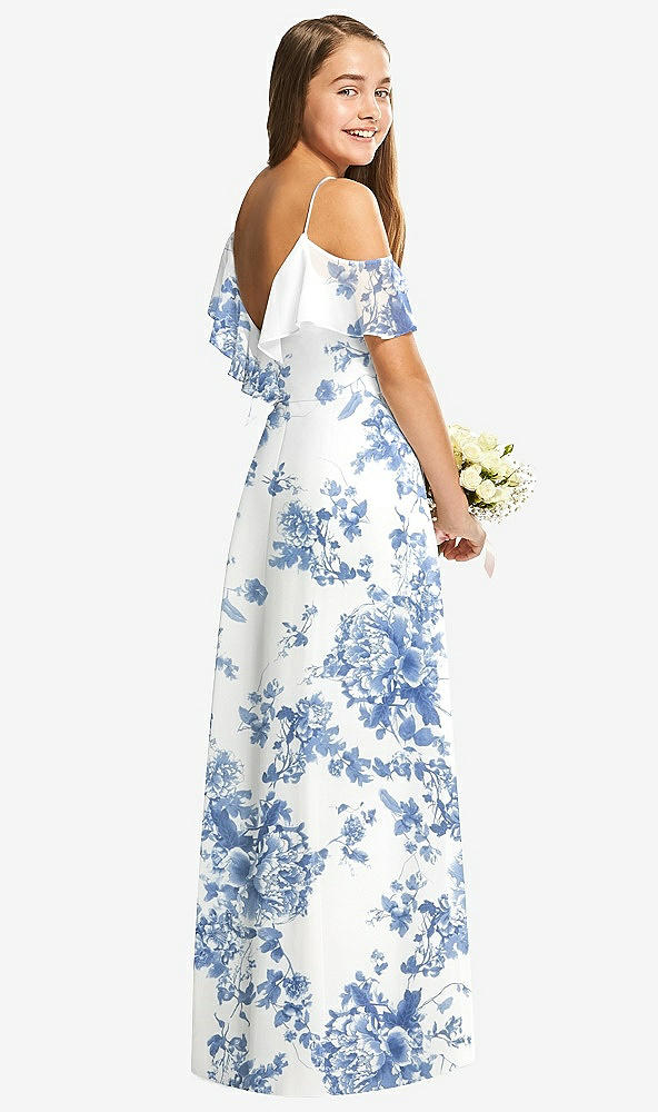 Back View - Cottage Rose Dusk Blue Dessy Collection Junior Bridesmaid Dress JR548