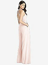 Rear View Thumbnail - Blush V-Neck Backless Pleated Front Jumpsuit