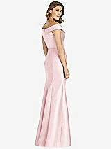 Rear View Thumbnail - Ballet Pink Off-the-Shoulder Cuff Trumpet Gown with Front Slit