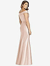Rear View Thumbnail - Cameo Off-the-Shoulder Cuff Trumpet Gown with Front Slit