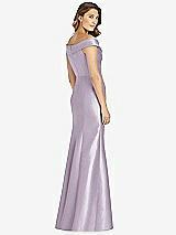 Rear View Thumbnail - Lilac Haze Off-the-Shoulder Cuff Trumpet Gown with Front Slit