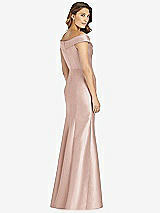 Rear View Thumbnail - Toasted Sugar Off-the-Shoulder Cuff Trumpet Gown with Front Slit