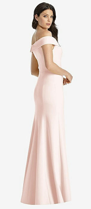 Dessy off the shoulder crossback outlet gown