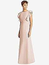 Front View Thumbnail - Cameo Ruffle Cap Sleeve Open-back Trumpet Gown