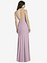 Rear View Thumbnail - Suede Rose High-Neck Backless Crepe Trumpet Gown