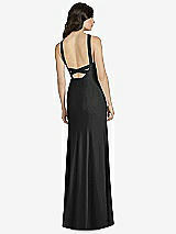 Rear View Thumbnail - Black High-Neck Backless Crepe Trumpet Gown