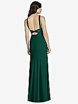 Rear View Thumbnail - Hunter Green High-Neck Backless Crepe Trumpet Gown