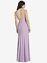 Rear View Thumbnail - Pale Purple High-Neck Backless Crepe Trumpet Gown